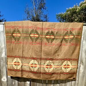 Antique 1920s Pendleton Blanket Brown Green Red Cayuse Indian Trade Rare
